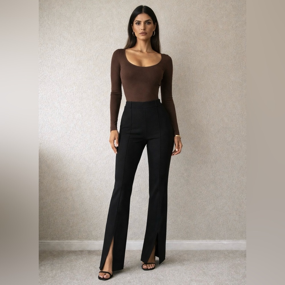 ZARA NWT High-Rise Pleat Front Split Ankle Leggings L (runs small) - Picture 2 of 9